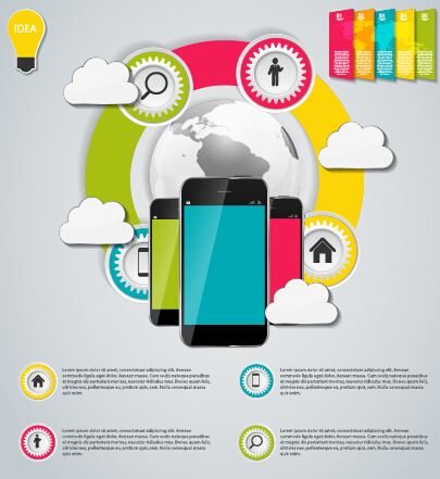 loud tech concept template vector 01 Cloud tech concept template vector 01