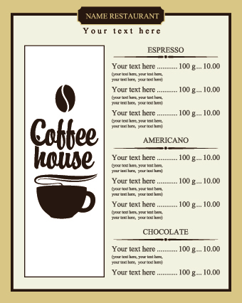 price menu coffee 
