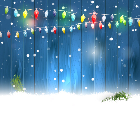 wood lights colorful christmas background 
