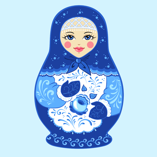 Cute russian doll design vectors 01