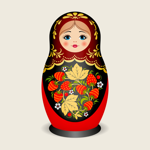 Cute russian doll design vectors 02