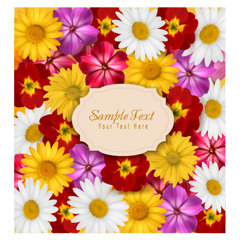 Different flower seamless pattern background vector