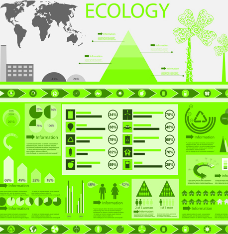 Set of Green Ecology chart and infographic vector 03