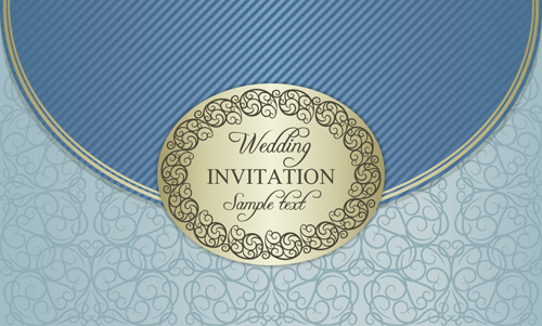 Floral ornate wedding invitation cards vector set 04