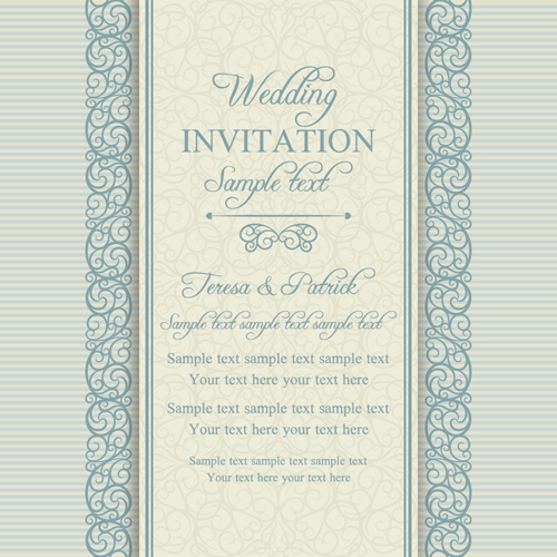 Floral ornate wedding invitation cards vector set 08