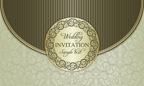 Floral ornate wedding invitation cards vector set 09