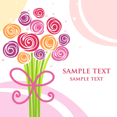 Different cartoon flower mix design vector 05
