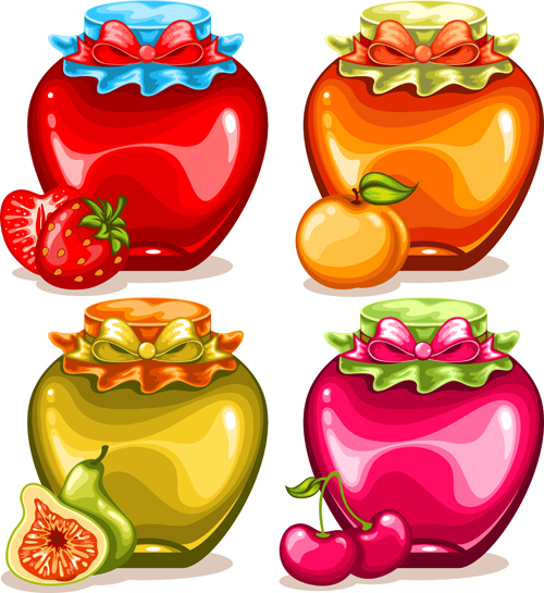 Fruit drinks food vector graphic set 01