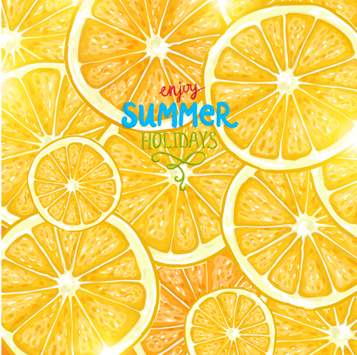 Summer Fruits backgrounds vector 02