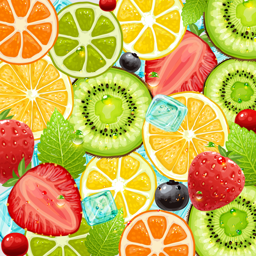 Summer Fruits backgrounds vector 04