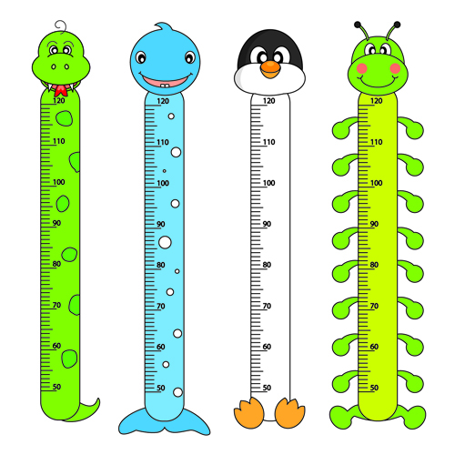 Funny baby height measure cartoon vector 01