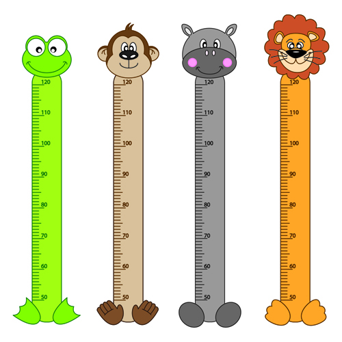 Funny baby height measure cartoon vector 02