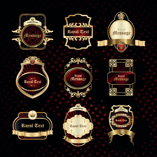 Golden luxurious Retro labels design vector 02