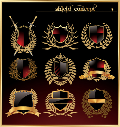 Golden luxurious Retro labels design vector 03