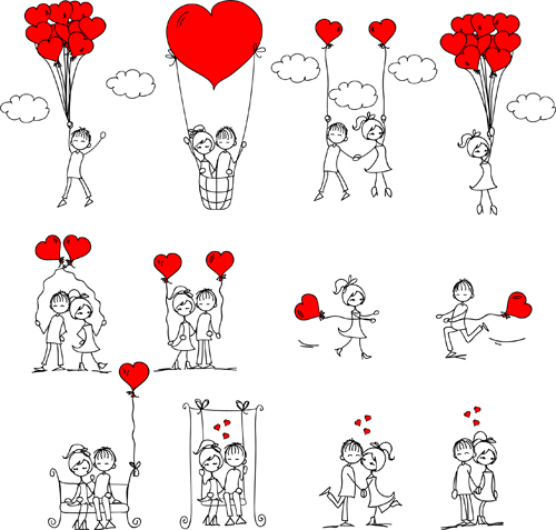 Hand drawn Romantic Love people vector