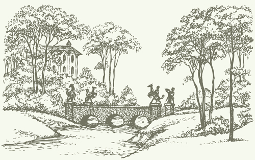 Hand drawn bridges retro style vector 04