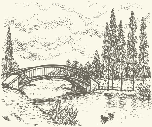 Retro style hand drawn bridges 