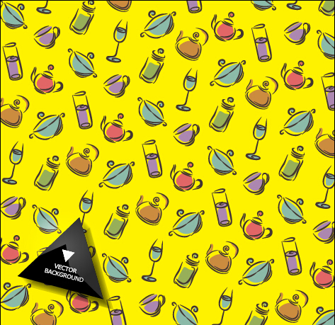 Hand drawn tableware seamless pattern vector