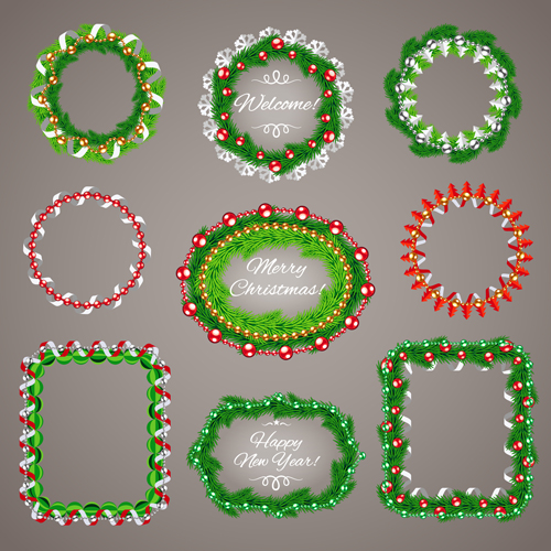 Jewelry with needles christmas frame vector