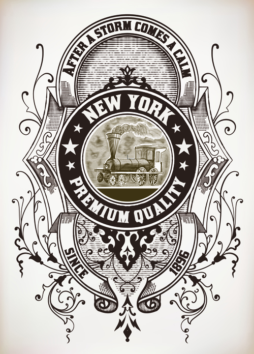 Old vintage labels vector set 05