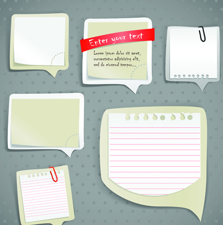 Set of Paper text bubbles design vector 01