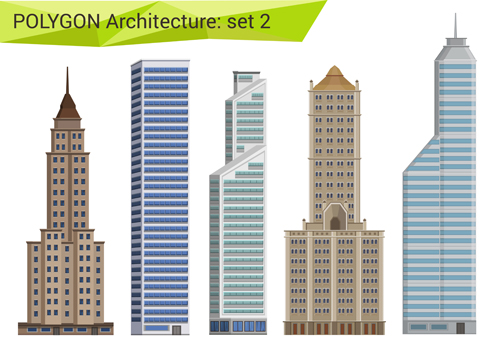 Polygonal architecture design vector set 02