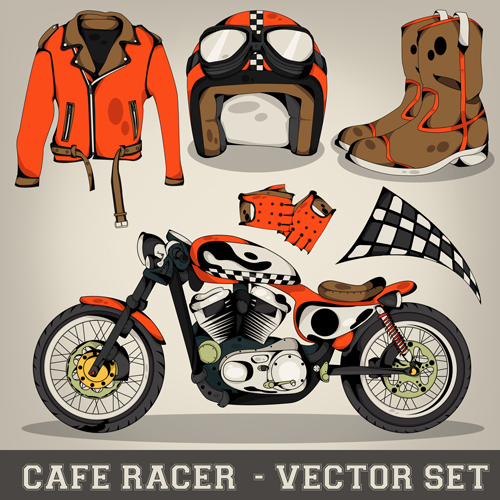 Racer elements design vector set