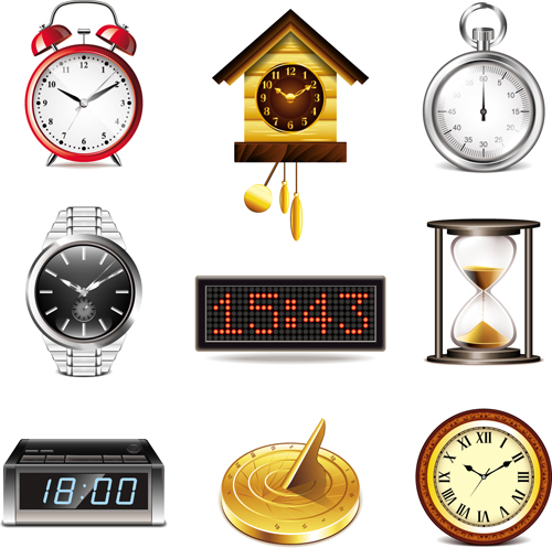 realistic icons clocks and watches clocks 