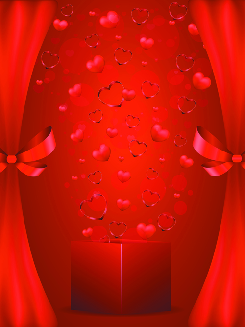 Elements Romantic Red Valentine Cards vector 05