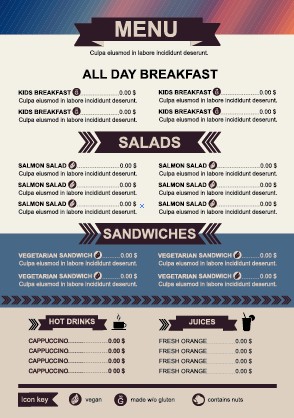 Restaurant menu price List template vector 04
