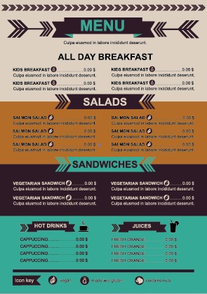 Restaurant menu price List template vector 05