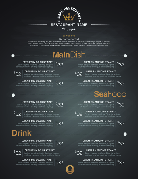 Restaurant menu price list creative vector 04