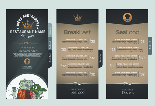 Restaurant menu price list creative vector 05