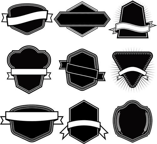 Ribbon with labels blank template vector 01