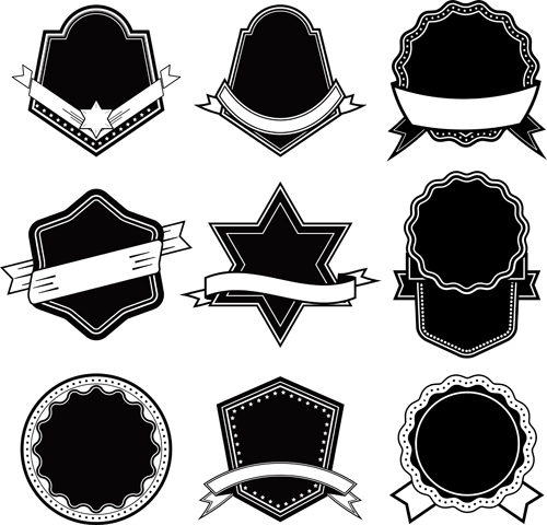 Ribbon with labels blank template vector 03