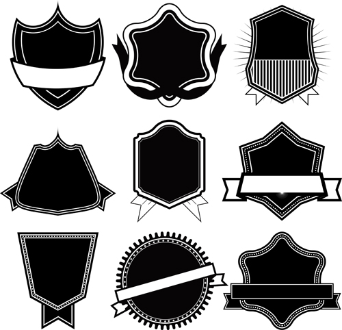 Ribbon with labels blank template vector 04