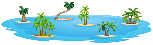 Sea islands palm tree vector material 02