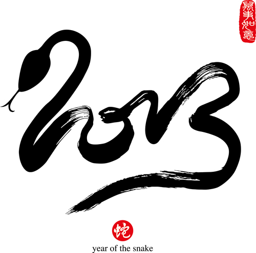 Set of 2013 year of snake design vector 08