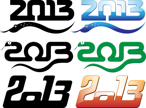 Set of 2013 year of snake design vector 09