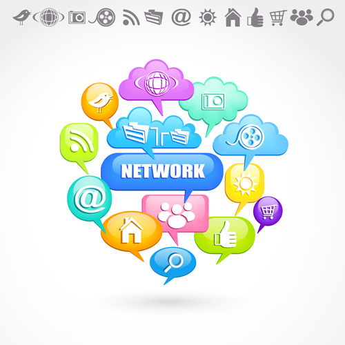 Social icons and Speech Bubbles vector 03