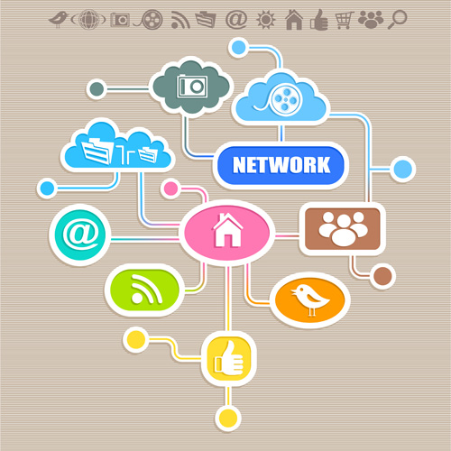 Social icons and Speech Bubbles vector 04