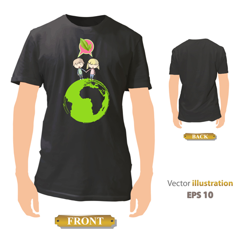 T shirt front and back creative design vector set 22