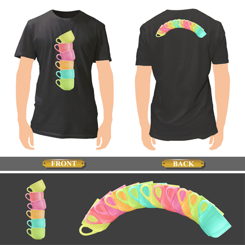 T shirt front and back creative design vector set 23