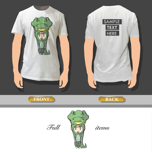 T shirt front and back creative design vector set 24