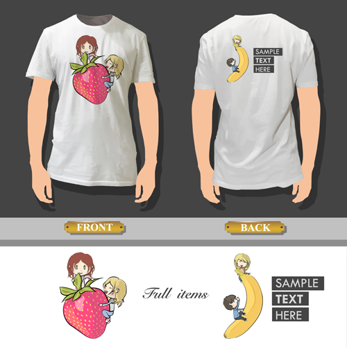 T shirt front and back creative design vector set 25