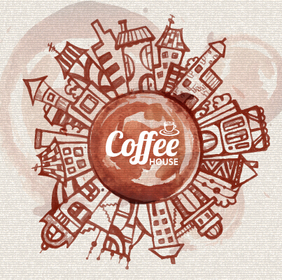 Travel and coffee elements vector background graphics