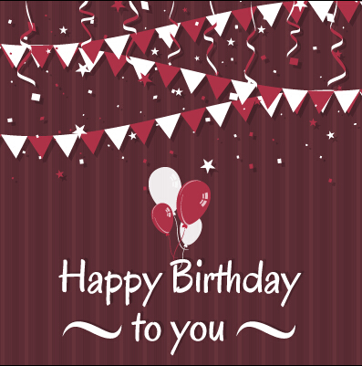 Triangle flags with confetti happy birthday background