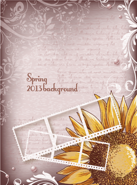 Vintage Spring floral background 06