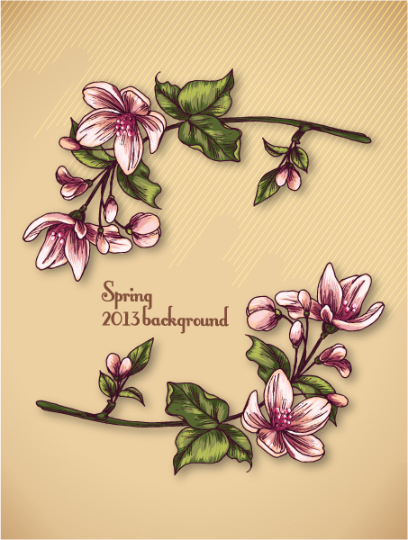 Vintage Spring floral background 08
