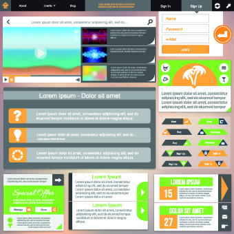 Phone website template vector set 05